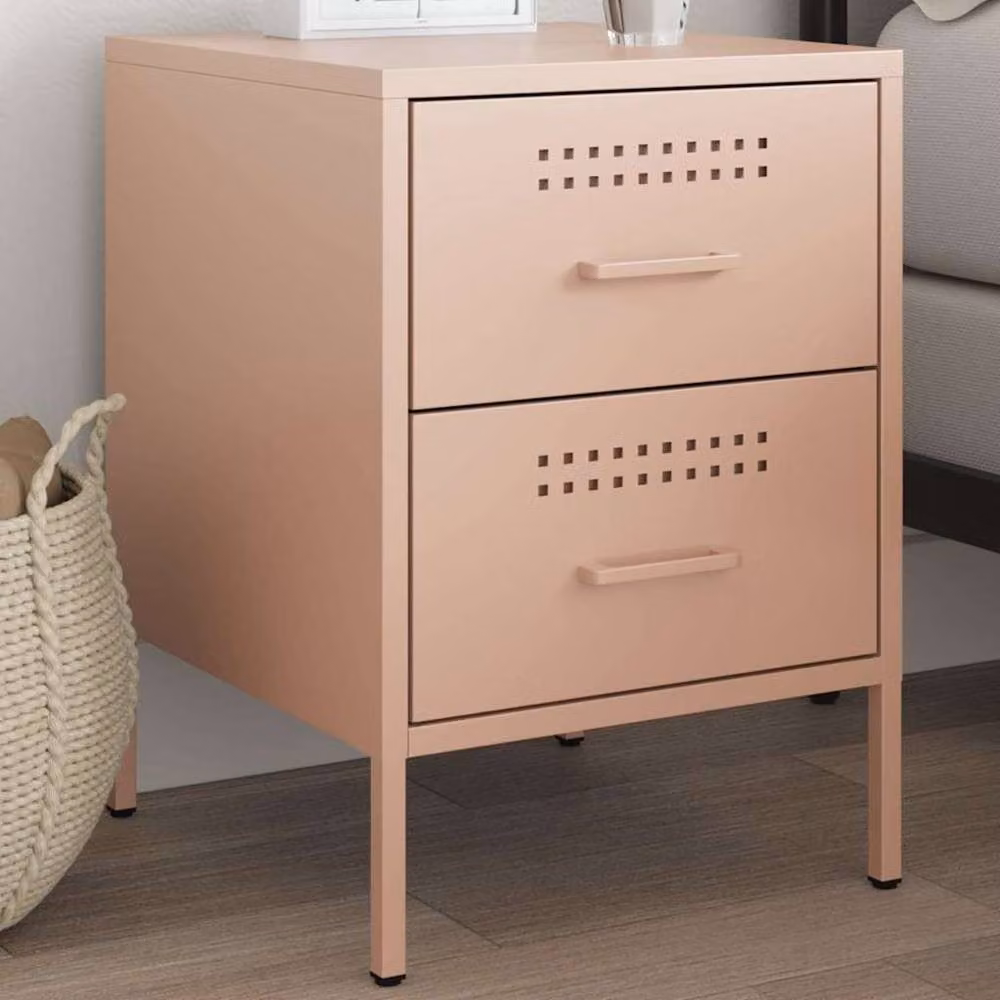 Berkfield Home Pink Metal Bedside Cabinet W/D/H: 36 x 39 x 50.5 cm – 2