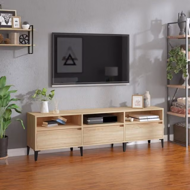 Berkfield Home Sonoma Oak TV Cabinet in Brown, W: 150 cm, D: 30 cm, H: 44.5 cm – 1
