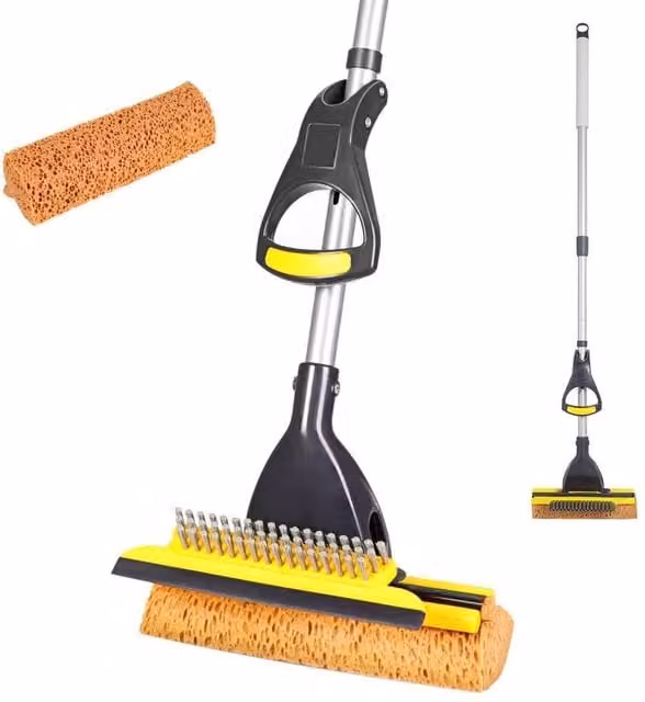 PAWNORA Orange Sponge Floor Mop with Telescopic Metal Handle – 1