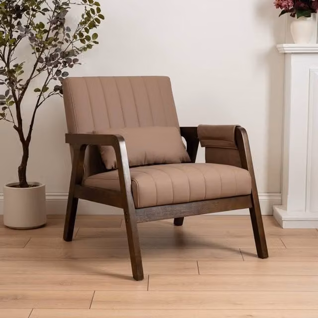 Scottish Everlastings Ltd Faux Leather Accent Chair in Light Brown – 1