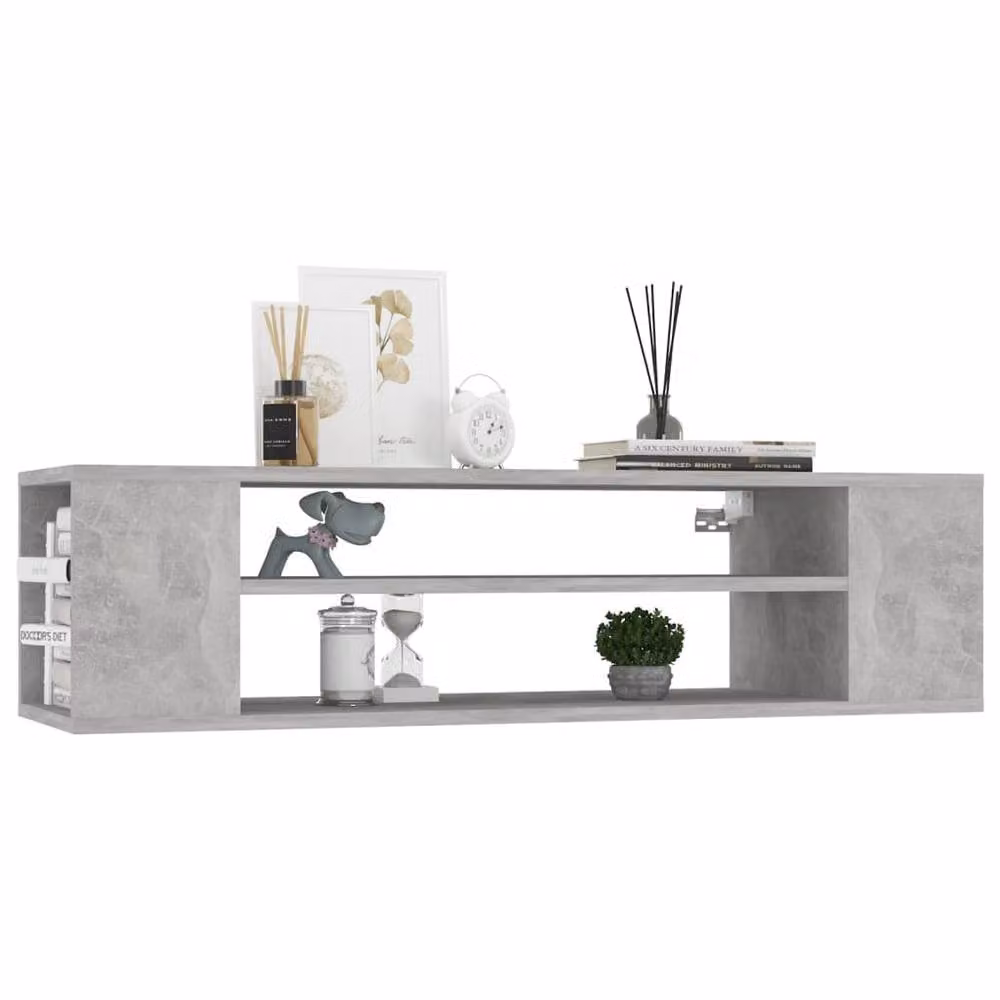 Berkfield Home Hanging TV Cabinet in Concrete Grey, W/D/H: 100 x 30 x 26.5 cm – 3