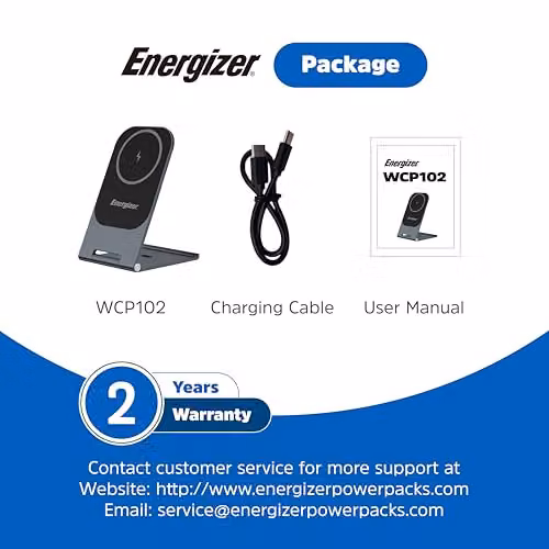Energizer Black Aluminium Foldable 15W Qi Wireless Charging Stand with USB-C – 7