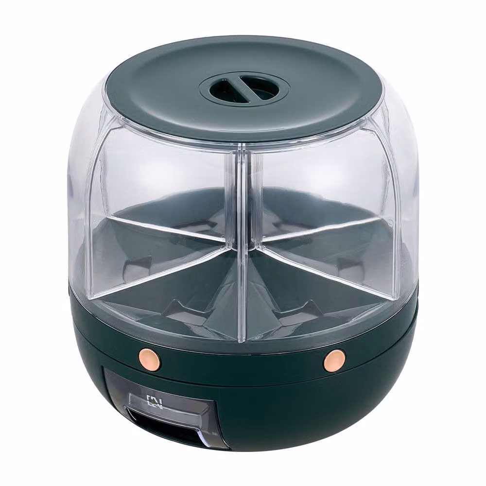 Living and Home 6 Grid Rotating Food Dispenser Grain Container in Green, Large – 2