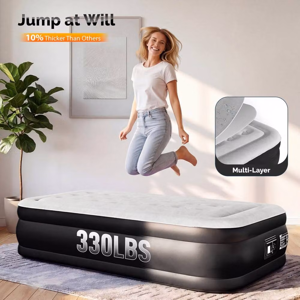 EONLION Black Single Inflatable Air Bed with Built-in Electric Pump, W/D/H: 90 x 190 x 46 cm – 2