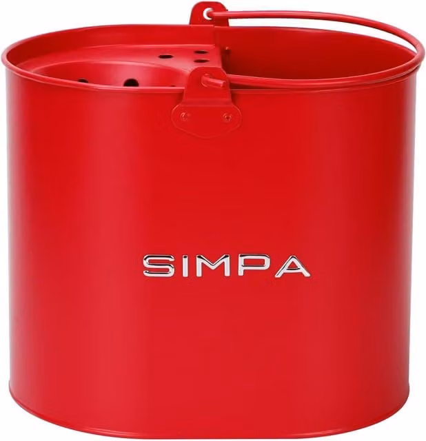 Simpa 14L Metal Mop Bucket with Wringer in Matt Red