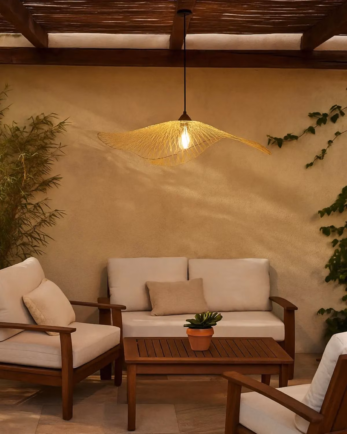 CGC Lighting Tulul Extra Large Hand Made Bamboo Easy Fit Lampshade in Natural Beige, Diameter: 80 cm – 2