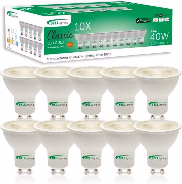 BELL Lighting GU10 LED Bulbs Warm White 4.4W 350lm Pack of 10 – 1