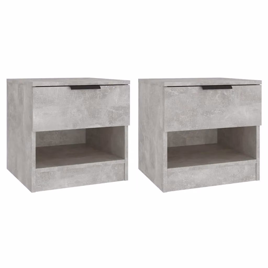 Berkfield Home Set of 2 Modern Bedside Cabinets in Concrete Grey Engineered Wood – 2
