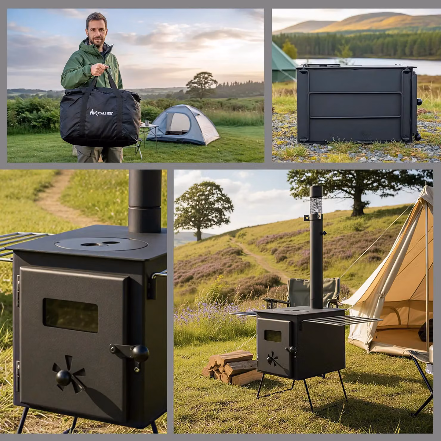RoyalFire Pandora Portable Wood Burning Tent Stove in Black – 5