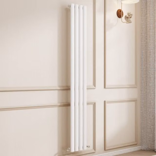 Banyetti Orva White Vertical Single Oval Column Radiator, H: 160 cm, W: 23.6 cm