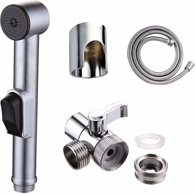 FLAVORA Hygienic Toilet Shower Head Bidet in Silver – 1