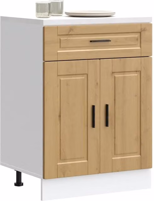 Berkfield Home Porto Artisan Oak Kitchen Base Cabinet in Brown
