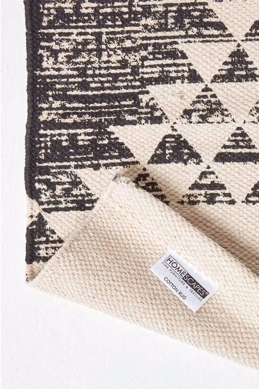 Homescapes Delphi Geometric Woven Cotton Printed Rug in Black, Blue and White, W: 160 cm, D: 230 cm – 4