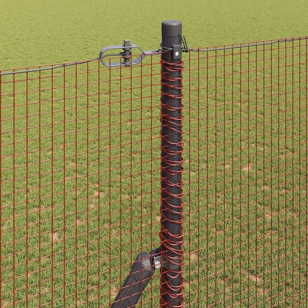 Berkfield Home Red PVC Coated Steel Welded Wire Fence, W: 1.5 m, L: 25 m – 4