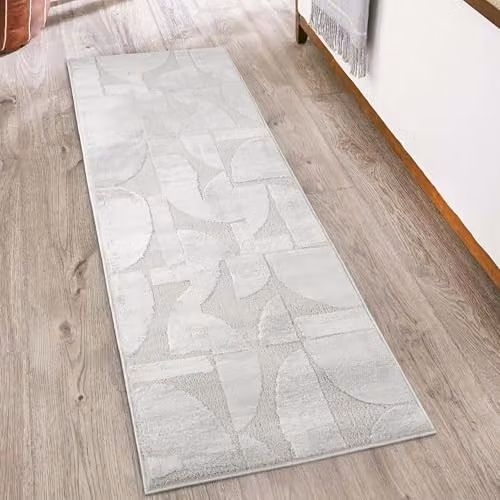 Desire Rugs Modern Abstract Hallway Runner Rug, Silver, W: 60 cm, L: 220 cm