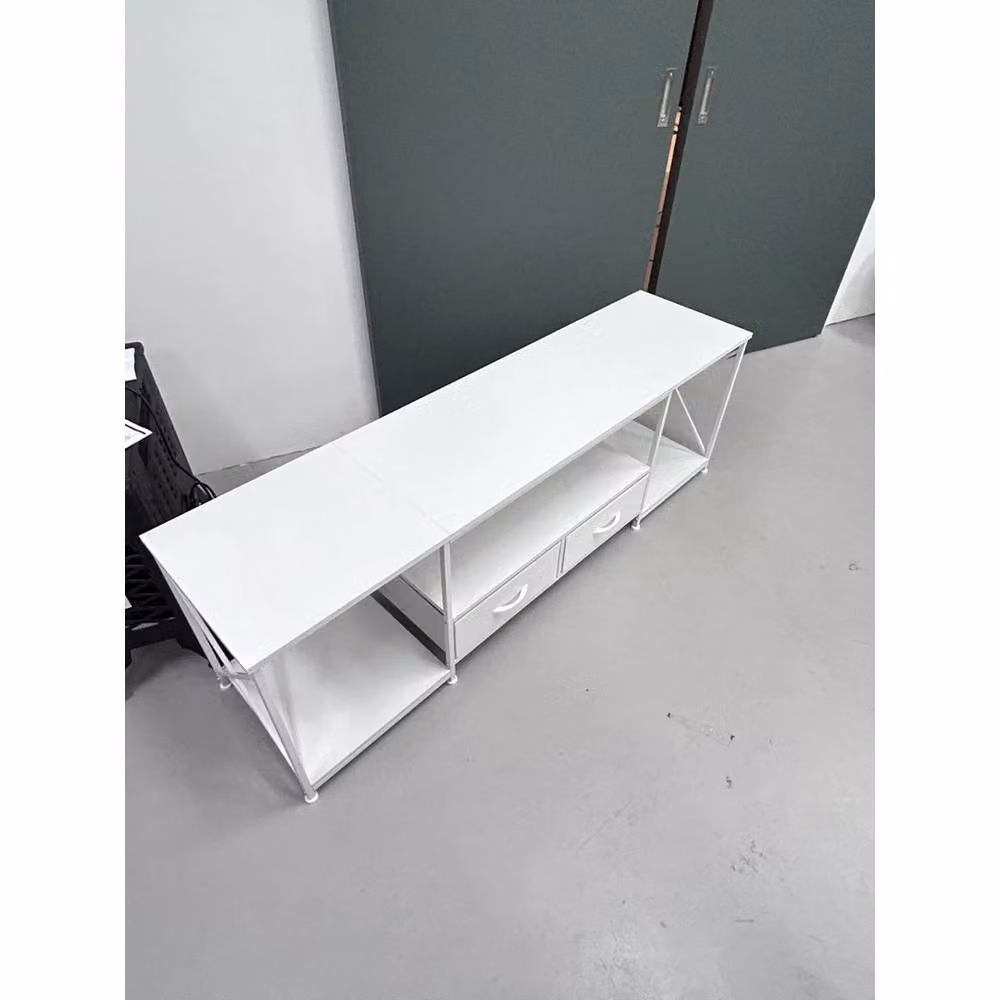 FORGEVIO White TV Stand Cabinet with 2 Drawers, W: 160 cm, D: 40 cm, H: 53 cm – 2