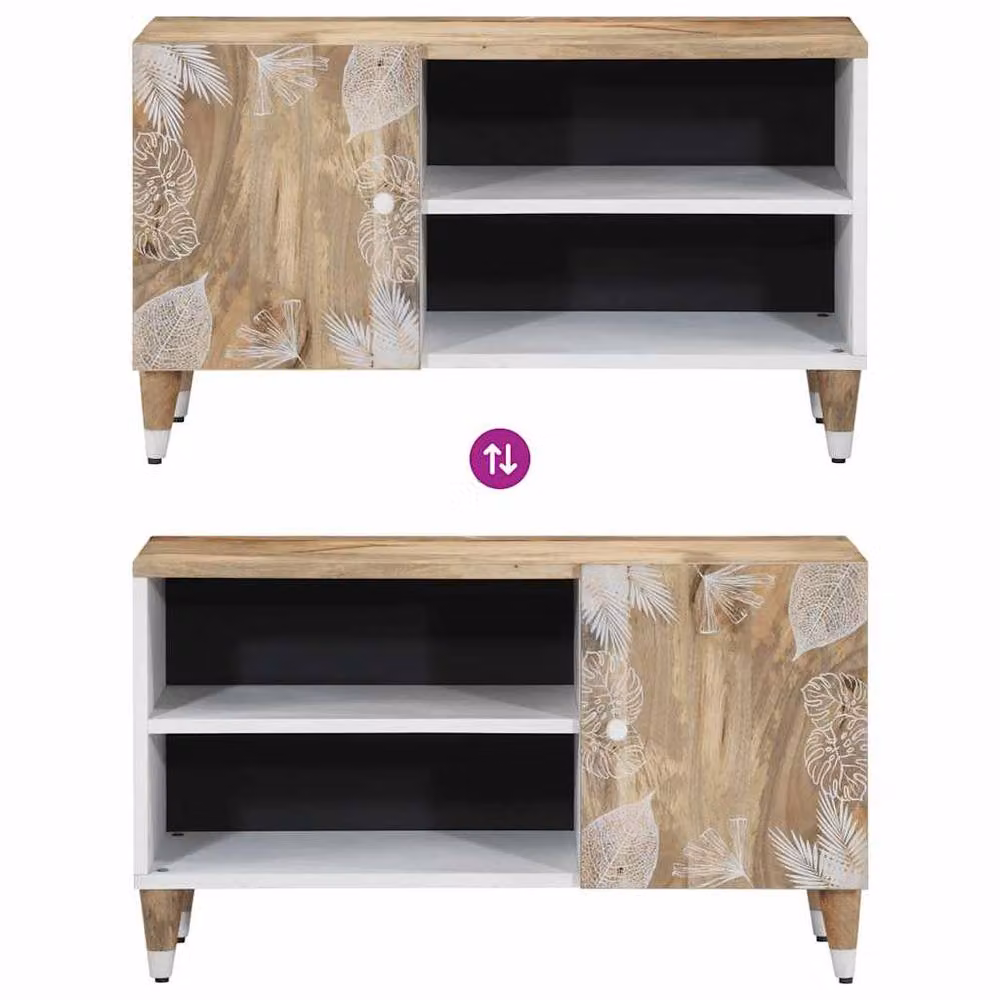 Berkfield Home Mango Wood TV Cabinet in Brown, W: 80 cm, D: 31.5 cm, H: 46 cm – 4