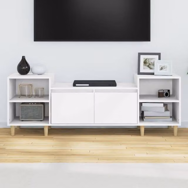 Berkfield Home White TV Cabinet in Engineered Wood W/D/H: 160 x 35 x 55 cm