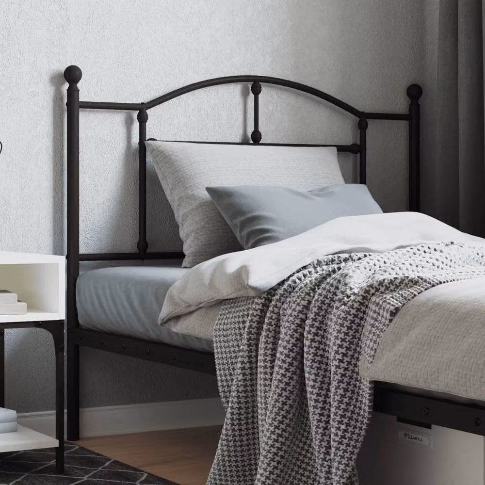 Berkfield Home Classic Metal Headboard in Matt Black, Width: 107 cm – 2