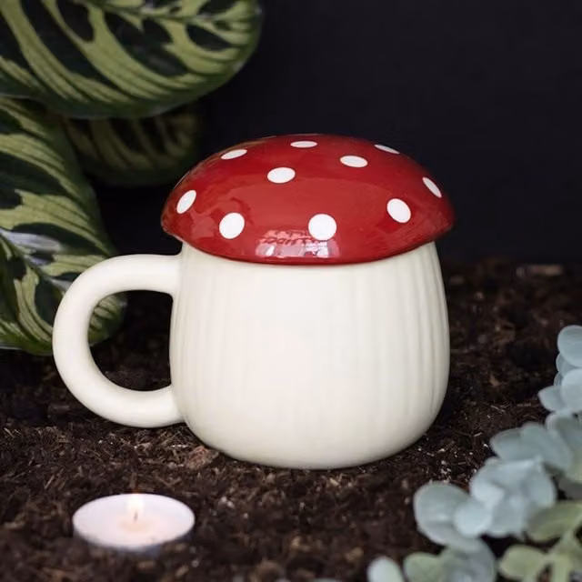 KDMD Mushroom Delight Whimsical Dotted Mug, Red, 380ml