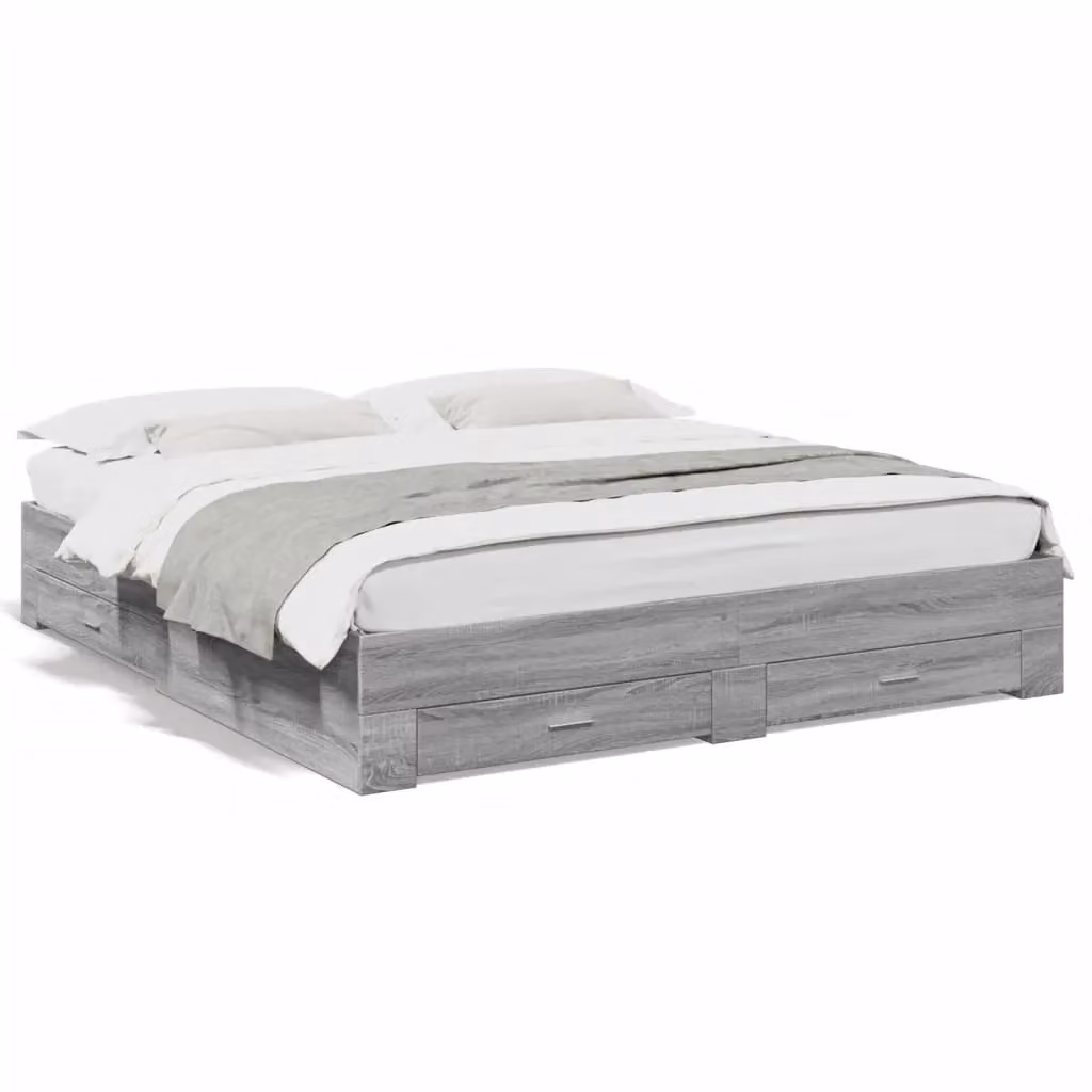 Berkfield Home Super King Bed Frame with Drawers in Grey Sonoma, 180 x 200 cm – 2