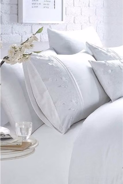 Rapport Papillon Boudoir Floral Square Cushion in White and Pink