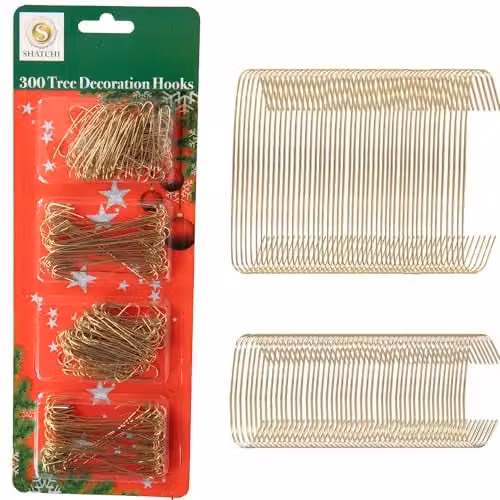 Shatchi 300-Piece Gold Metal Hanging Hooks for Christmas and Halloween Decorations