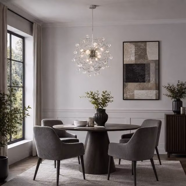 Orsina Crystal and Chrome Sphere Pendant Light by Interiors by Premier, Silver – 2