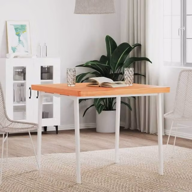 Berkfield Home Square Solid Wood Beech Table Top, Brown, W/D/H: 80 x 80 x 4 cm