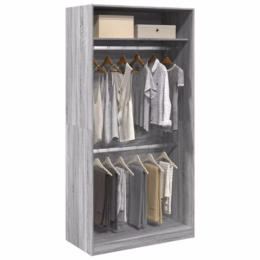 Berkfield Home Sonoma Grey Wardrobe with Hinged Doors, W/D/H: 100 x 50 x 200 cm – 2