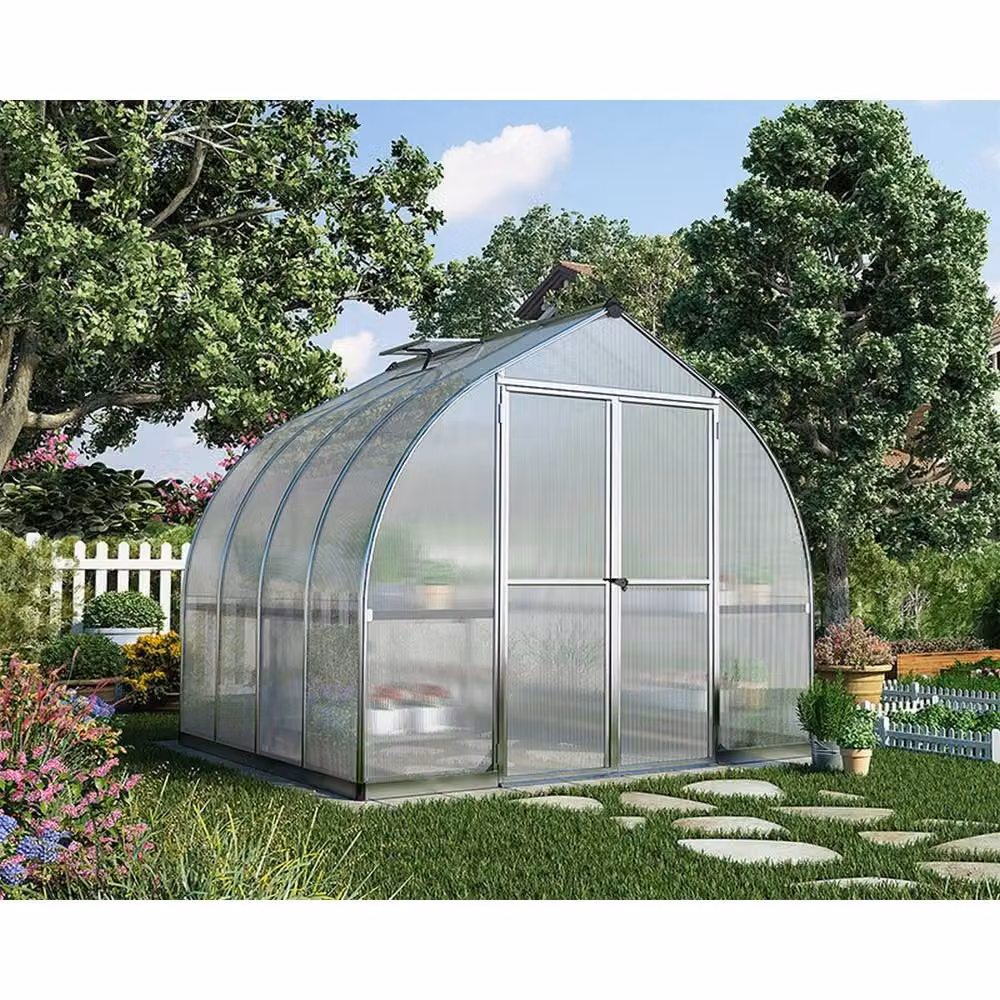Palram Bella Kit Polycarbonate Greenhouse in Silver, L243.9 x W244 x H219 cm – 2