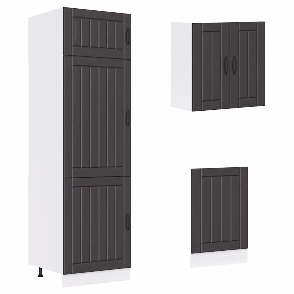 Berkfield Home Kalmar 8 Piece Modern Black Matt Kitchen Cabinet Set – 3