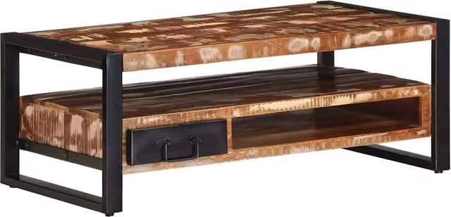 Berkfield Home Multicolour Reclaimed Solid Wood Coffee Table, W/D/H: 90 x 50 x 36 cm – 1