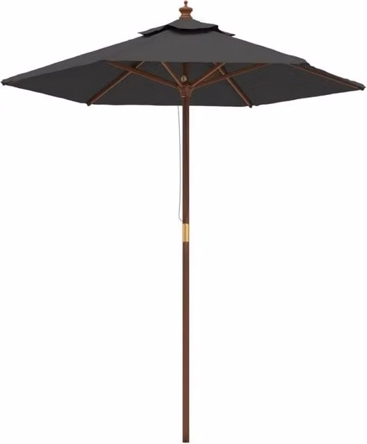 Berkfield Home Garden Parasol with Wooden Pole in Anthracite Grey, W/D/H: 196 x 231 cm