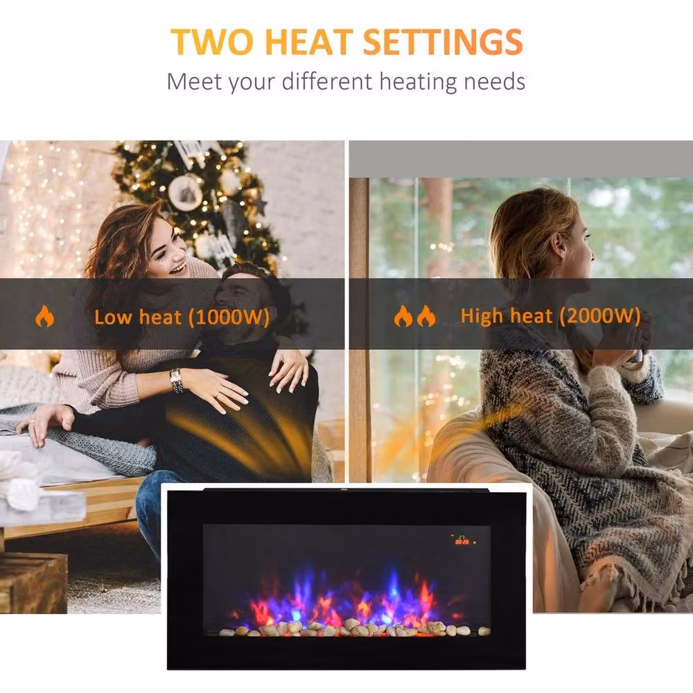FORGEVIO Electric Fireplace with Remote Timer and Automatic Function in Black, W: 1000 mm x H: 400 mm x D: 480 mm – 4