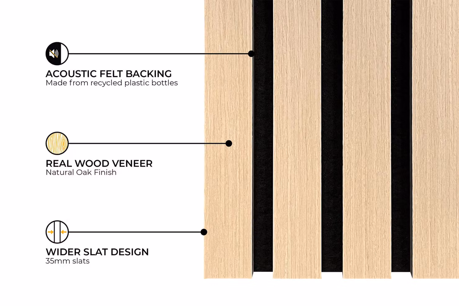 Fuse Acoustic Wooden Wall Panel in Natural Oak, Brown, W: 60 cm, H: 120 cm – 2