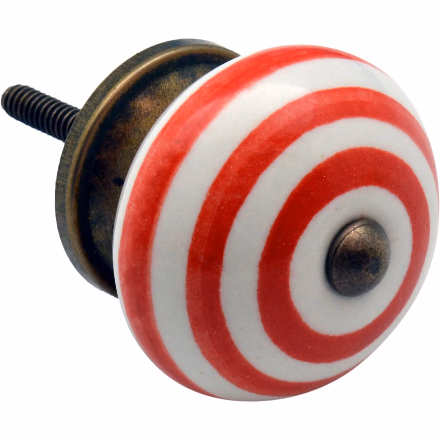 Nicola Spring Red Striped Ceramic Round Cabinet Knob – 3