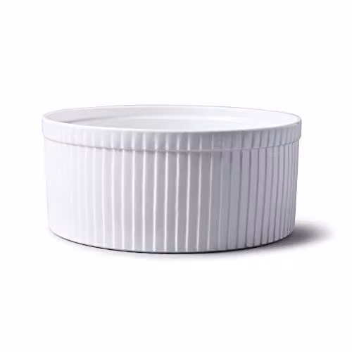 WM Bartleet & Sons 1750 Traditional Porcelain Professional Souffle Dish, White, Diameter: 22 cm, Capacity: 2.5 l