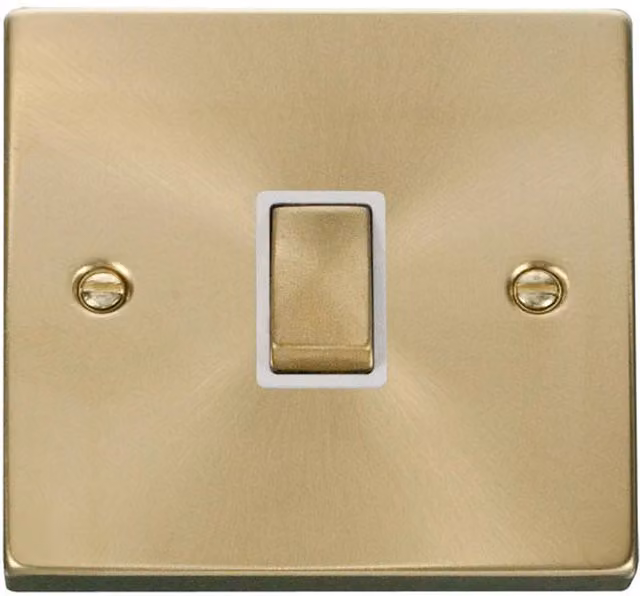 SE HOME Ingot 1 Gang 20A DP Surface Switch in White and Brushed Brass