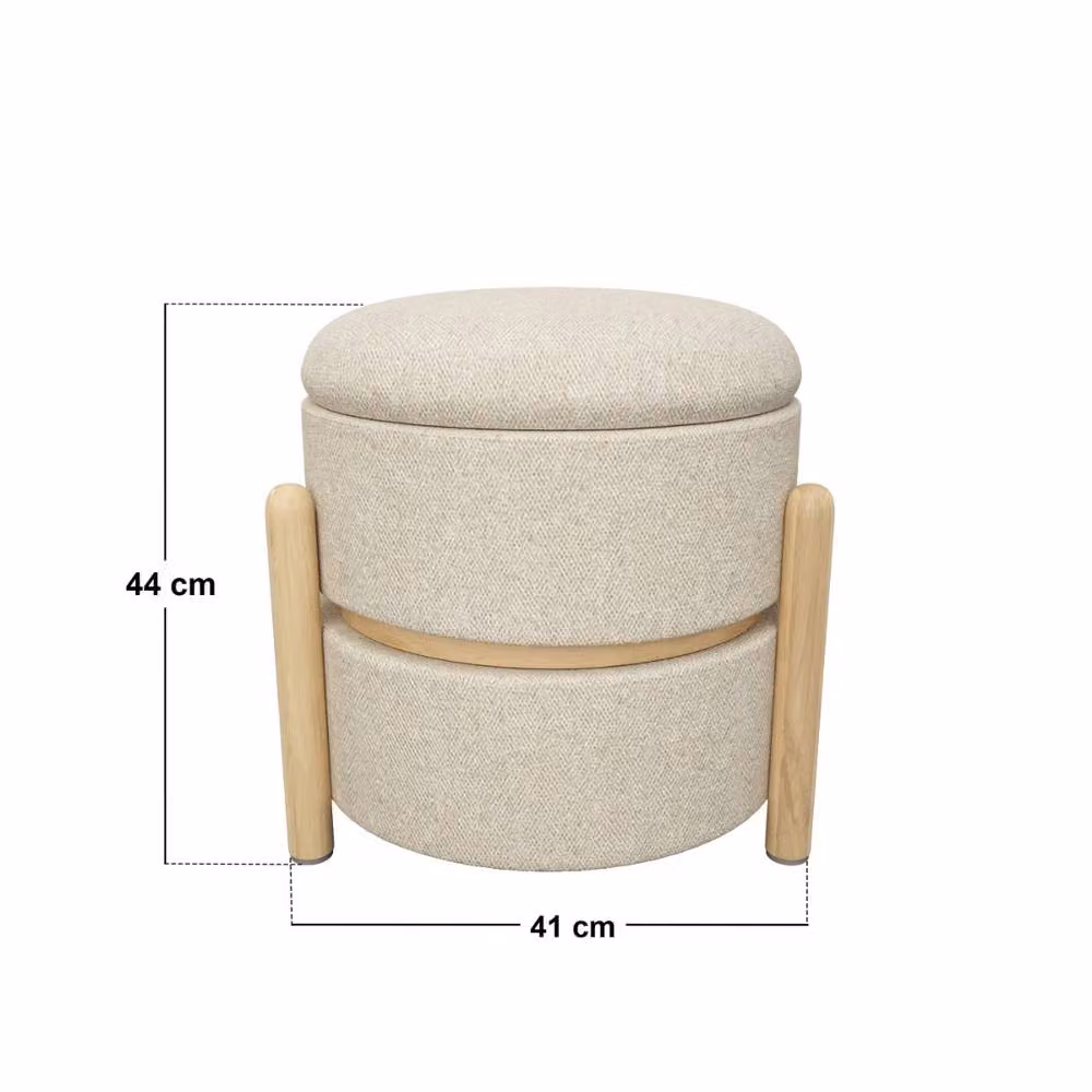 Solace+Co Ada Storage Pouffe in Beige Fabric – 3