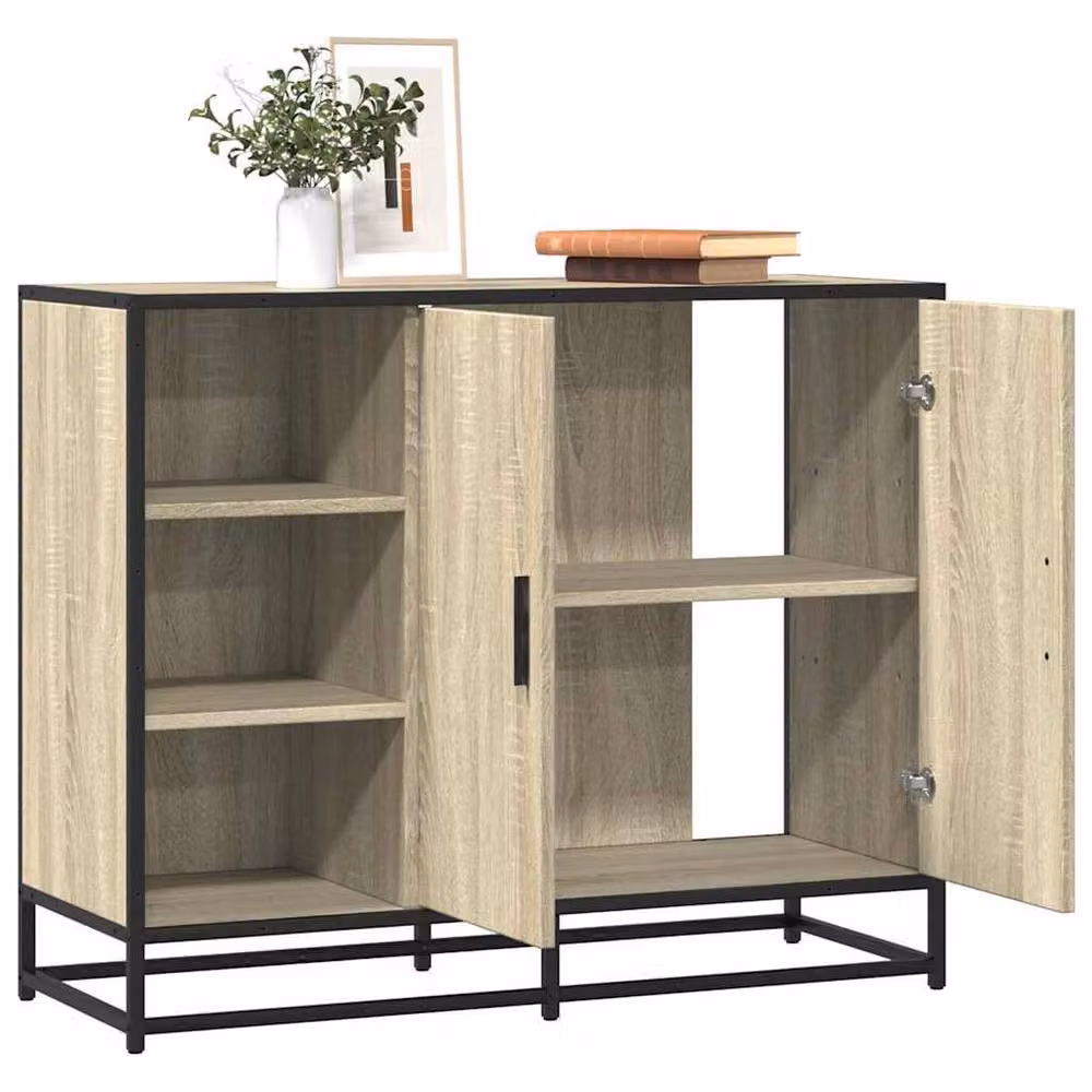 Berkfield Home Sonoma Oak Sideboard in Beige, W/D/H: 92 x 35 x 76 cm – 2