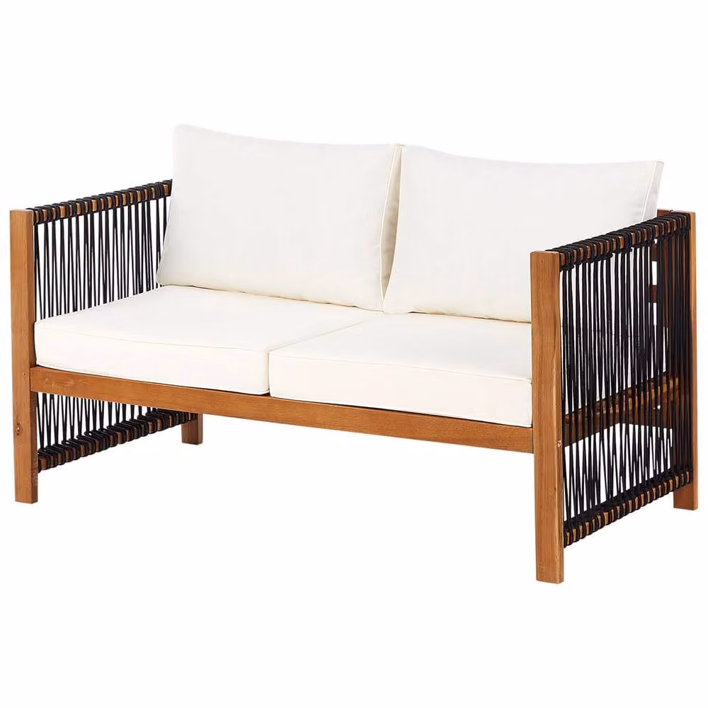 Wyld and Coco Acacia 4 Seater Garden Sofa Set in Brown with Black Rope Accents – 2