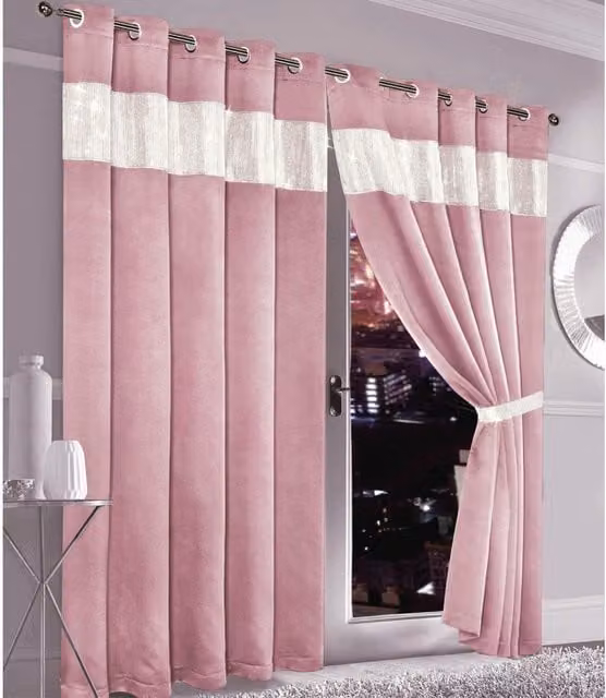 NewEdgeBlinds Pink Blackout Eyelet Curtains with Sound Dampening, W: 167 cm, H: 183 cm