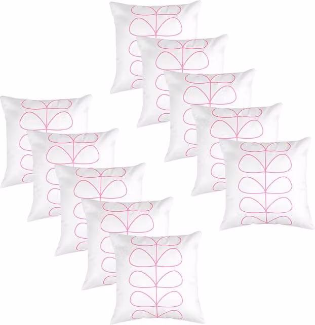 Gardenista Pink and White Striped Printed Outdoor Scatter Cushion, Set of 10