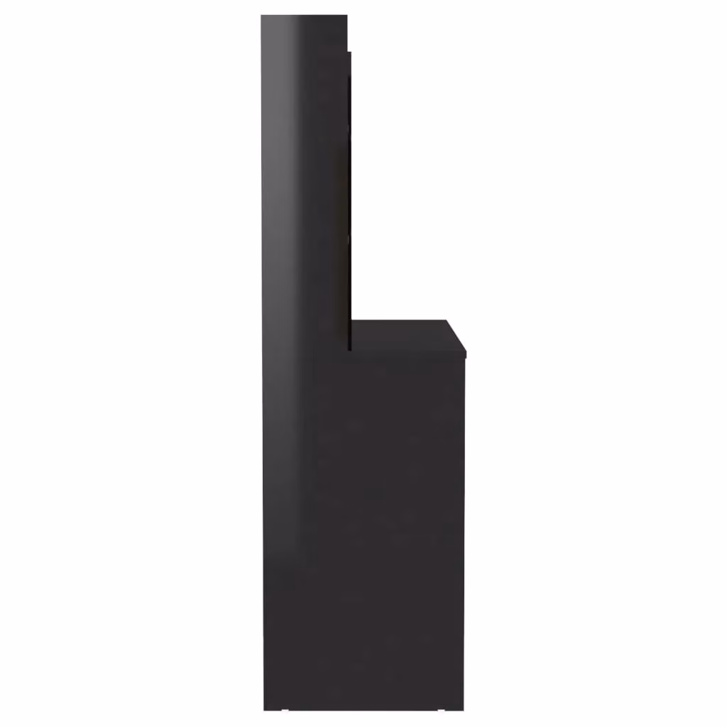Berkfield Home Modern Makeup Table with Hollywood LED Lights in Glossy Black, W/D/H: 100 x 40 x 135 cm – 3