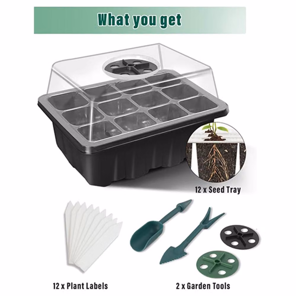 Dragodirect 6 Pack Seed Tray Propagator Set with Transparent Lids in Green – 2