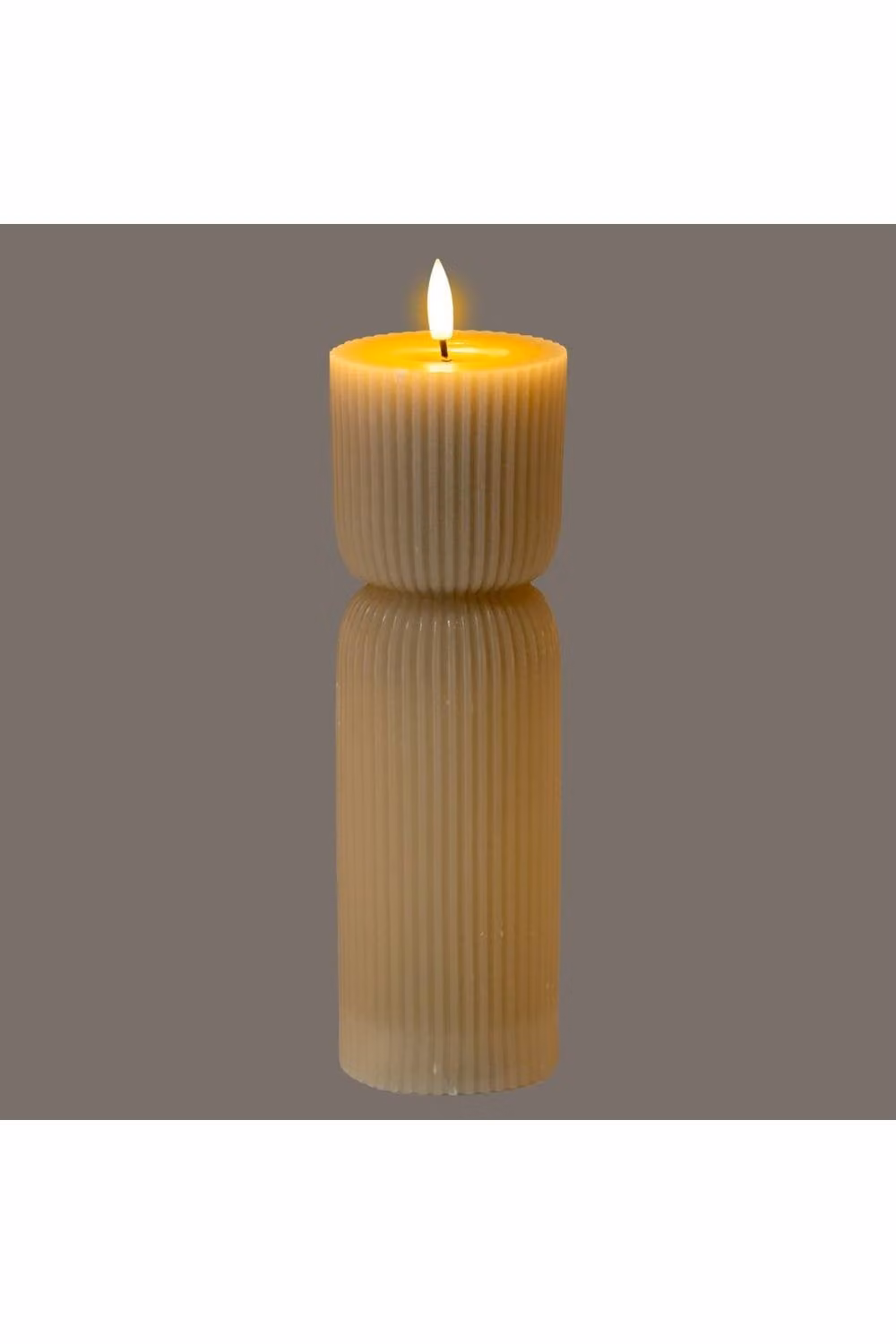 KDMD Luxe Collection Natural Glow Stone Carved LED Pillar Candle in Light Brown, W/D/H: 6.985 x 6.985 x 6.985 cm – 2
