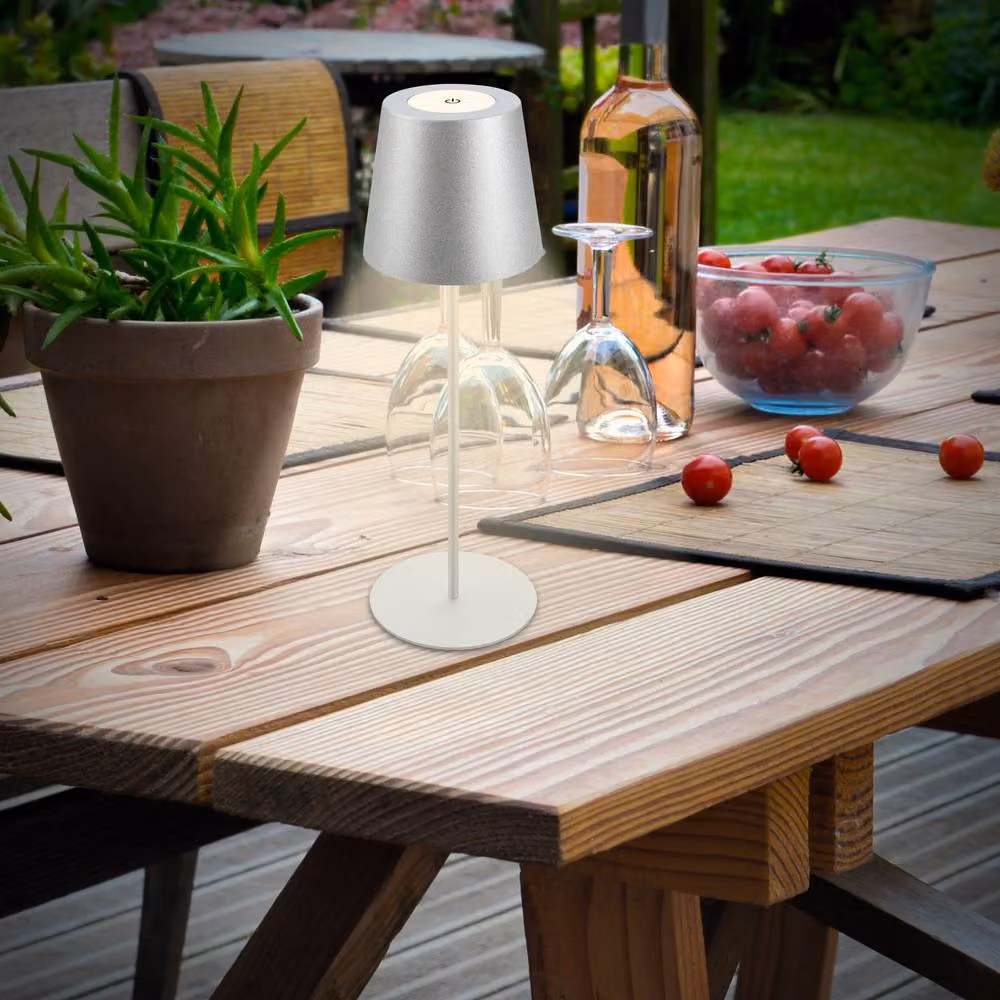 Briloner Rechargeable LED Table Lamp, Matt Chrome and Silver, IP44 Dimmable Outdoor Light for Garden and Terrace – 6