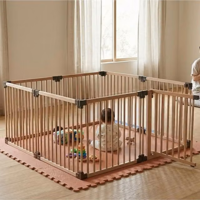Safetots Hexagonal Wooden Play Den with Soft Foam Play Mat, Dusty Blue and Natural, W/D/H: 180 x 150 x 80 cm