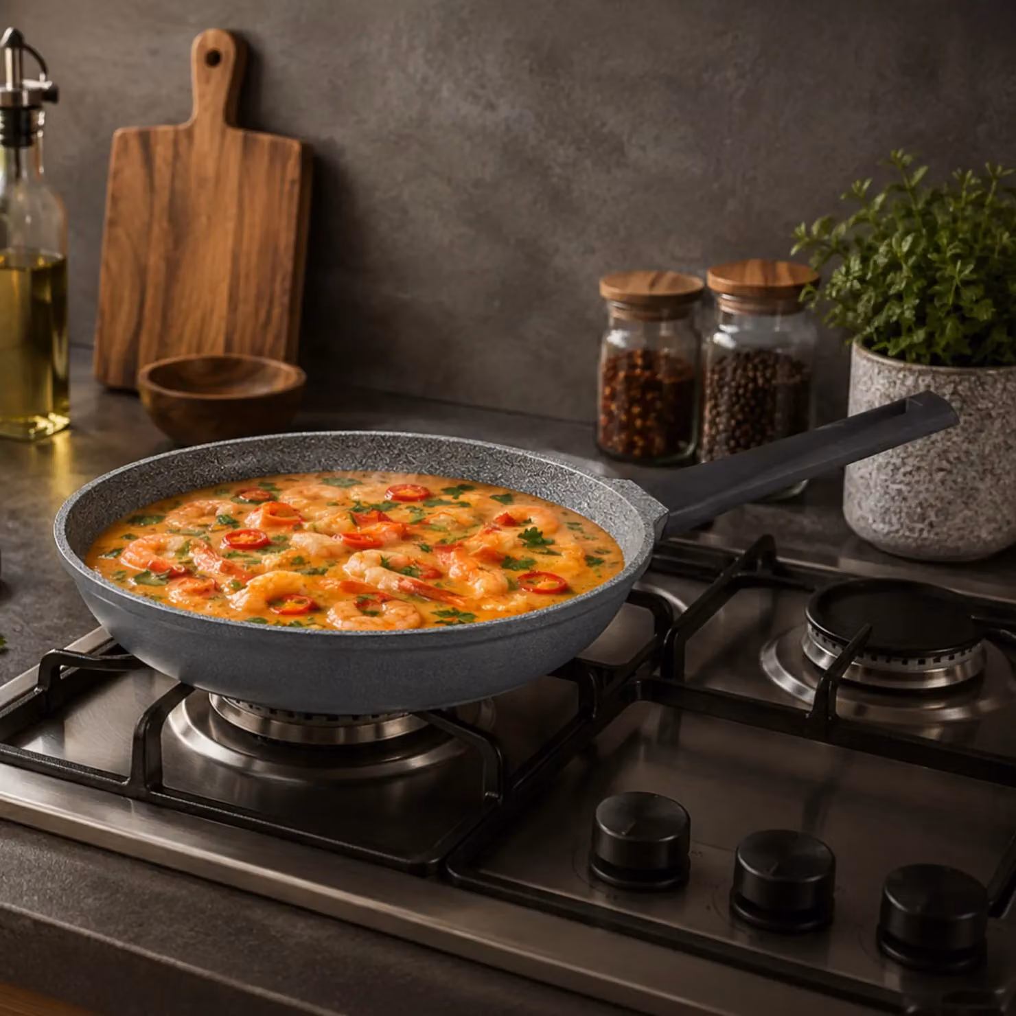 Royalford Non-Stick Grey Frying Pan with Durable Marble Coating, 28 cm Die-Cast Aluminium Skillet – 2